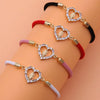 Elegant Heart Shape Rope Copper Plating Inlay Zircon 18k Gold Plated Bracelets