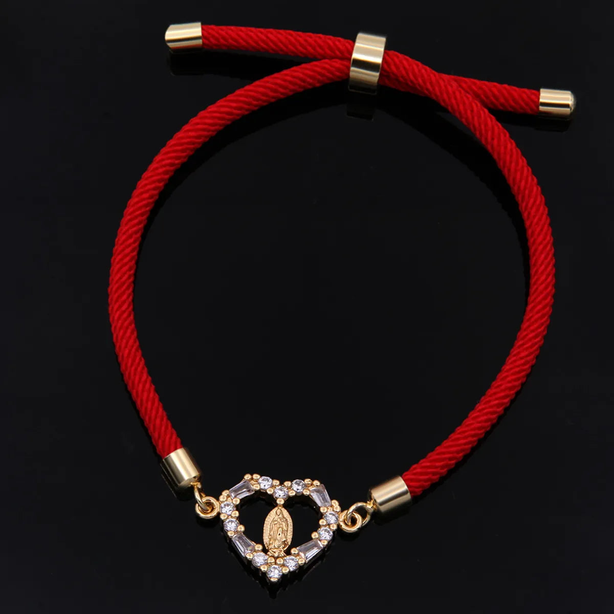 Elegant Heart Shape Rope Copper Plating Inlay Zircon 18k Gold Plated Bracelets