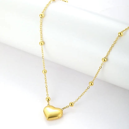 Elegant Heart Shape Solid Color Stainless Steel Plating 18k Gold Plated Pendant Necklace