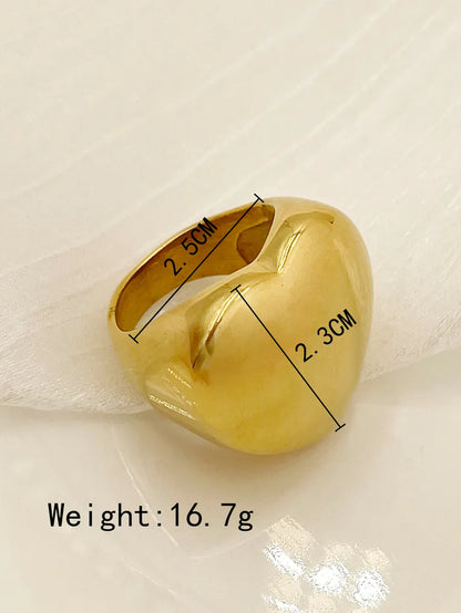 Elegant Heart Shape Stainless Steel Plating Gold Plated Rings