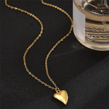 Elegant Heart Shape Stainless Steel Plating 18k Gold Plated Pendant Necklace