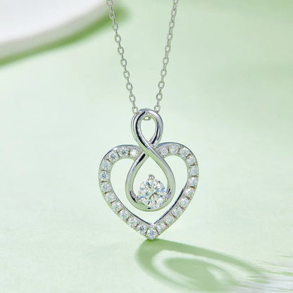 Elegant Heart Shape Sterling Silver Moissanite Rose Gold Plated Silver Plated Pendant Necklace