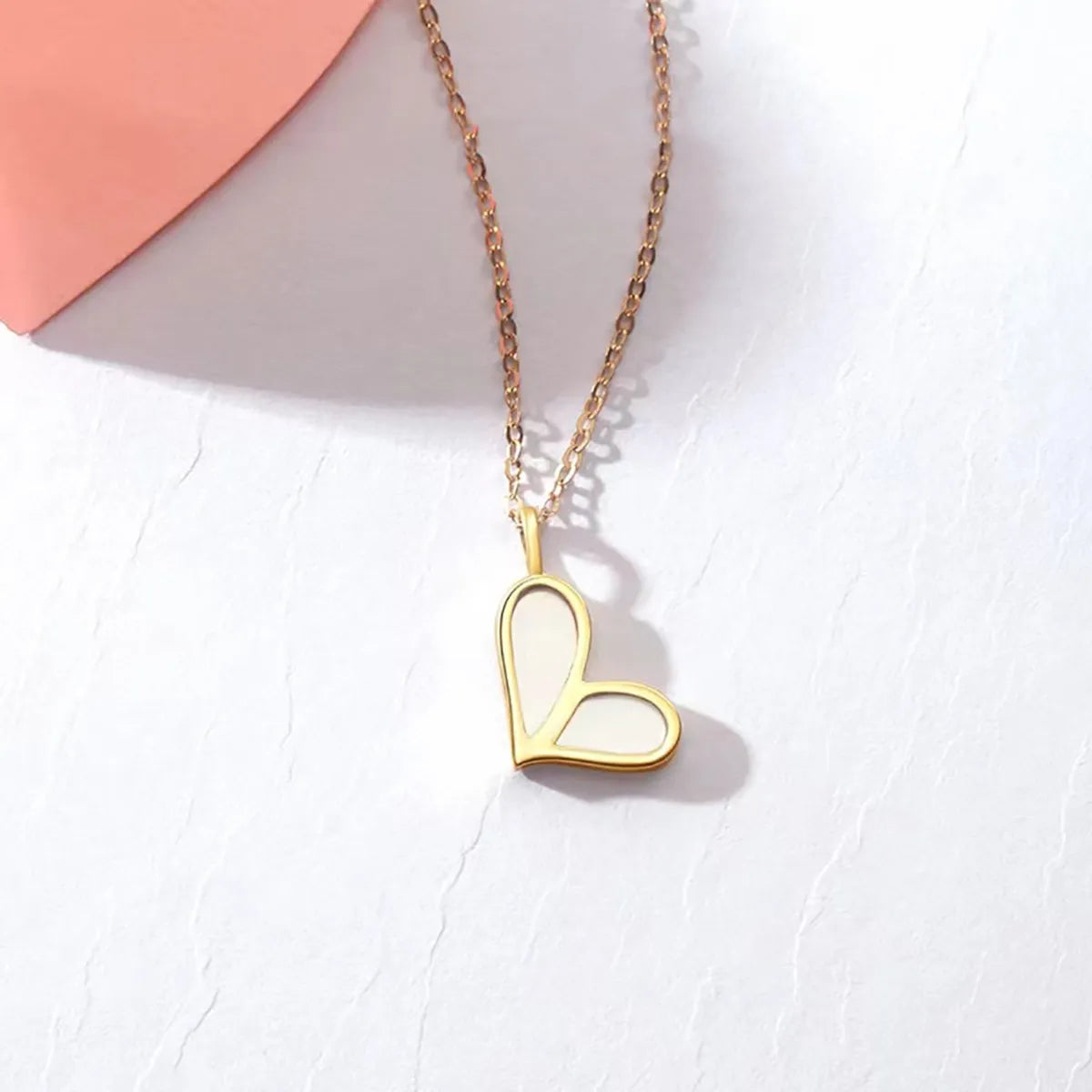 Elegant Heart Shape Sterling Silver Plating 14k Gold Plated Pendant Necklace