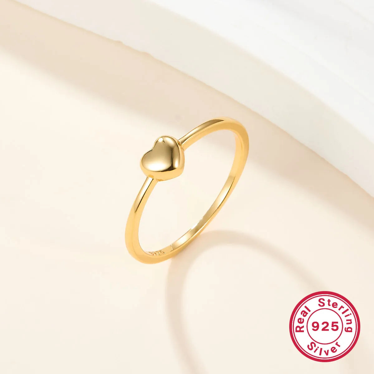 Elegant Heart Shape Sterling Silver Plating 18k Gold Plated Rings