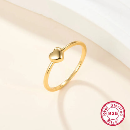 Elegant Heart Shape Sterling Silver Plating 18k Gold Plated Rings