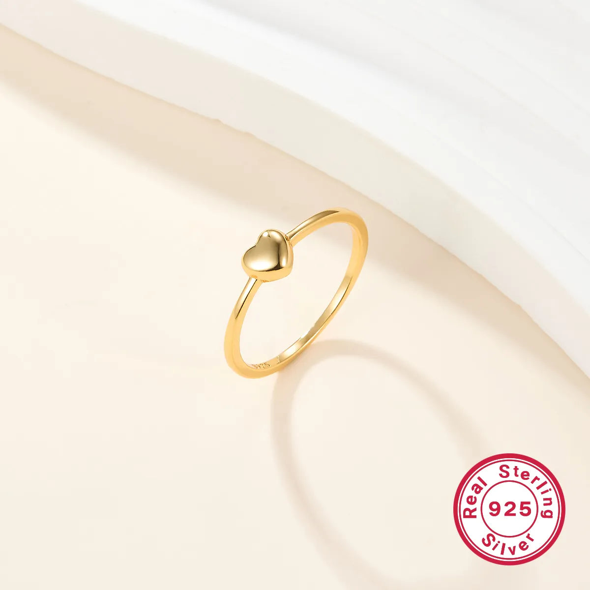 Elegant Heart Shape Sterling Silver Plating 18k Gold Plated Rings