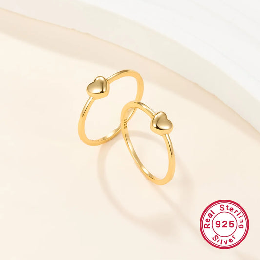 Elegant Heart Shape Sterling Silver Plating 18k Gold Plated Rings