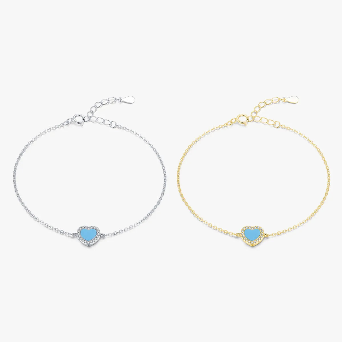 Elegant Heart Shape Sterling Silver Plating Inlay Turquoise 14k Gold Plated Rhodium Plated Bracelets