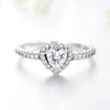 Elegant Heart Shape Sterling Silver Plating Inlay Zircon Rings
