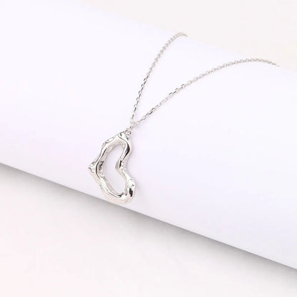 Elegant Heart Shape Sterling Silver White Gold Plated Gold Plated Pendant Necklace In Bulk