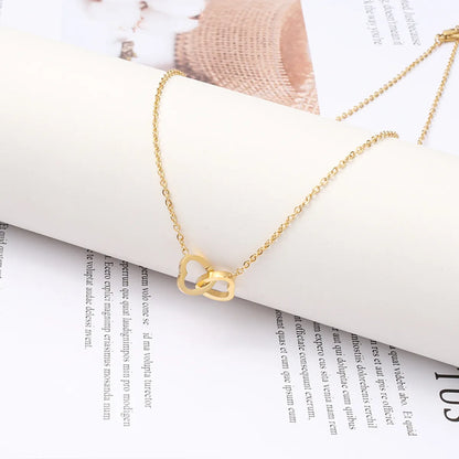 Elegant Heart Shape Titanium Steel Plating 14k Gold Plated Pendant Necklace