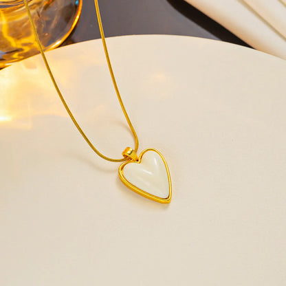 Elegant Heart Shape Titanium Steel Plating 18k Gold Plated Necklace