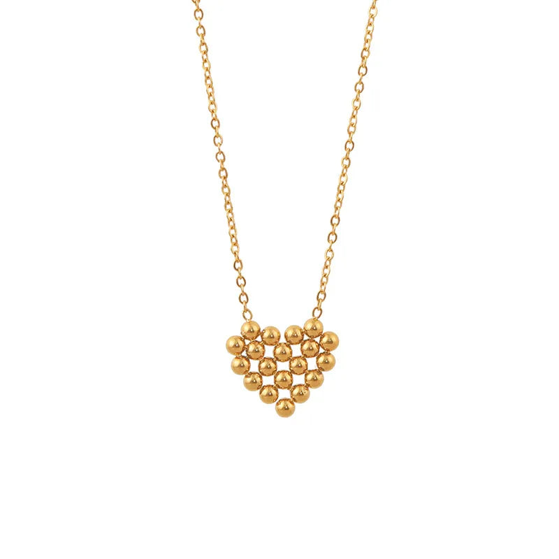 Wholesale Jewelry Elegant Heart Shape 304 Stainless Steel 18K Gold Plated Plating Pendant Necklace