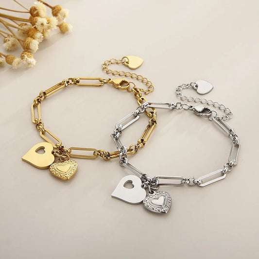 Elegant Heart Shape Titanium Steel Plating Bracelets