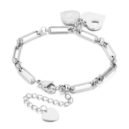 Elegant Heart Shape Titanium Steel Plating Bracelets