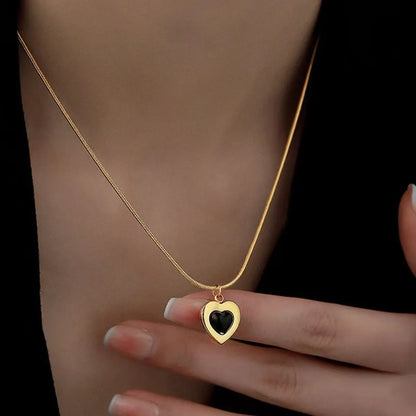 304 Stainless Steel 18K Gold Plated Elegant Plating Inlay Heart Shape Stone Earrings Necklace