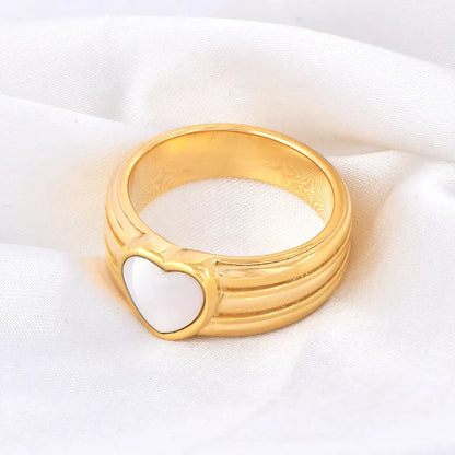 Wholesale Jewelry Elegant Heart Shape Titanium Steel Shell Plating Inlay Rings