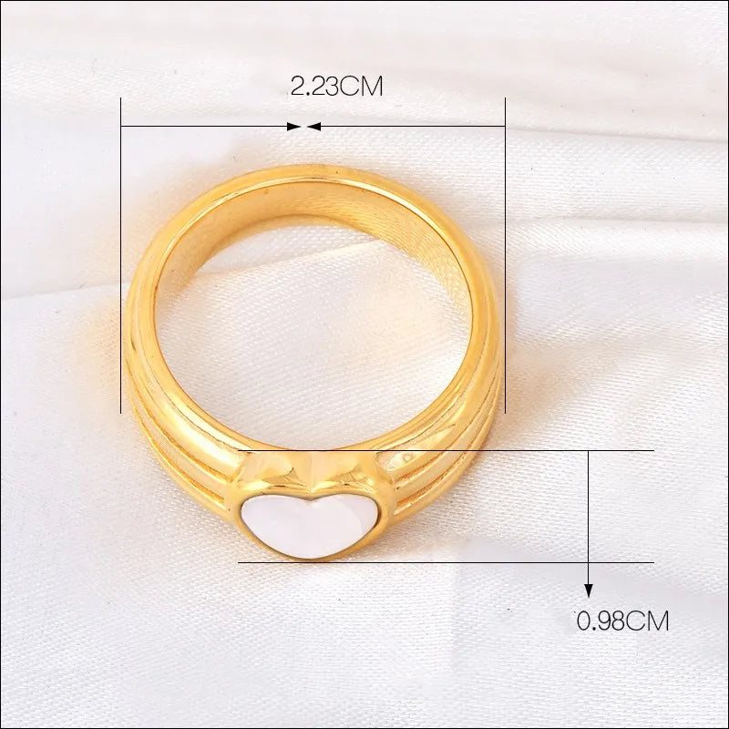 Wholesale Jewelry Elegant Heart Shape Titanium Steel Shell Plating Inlay Rings