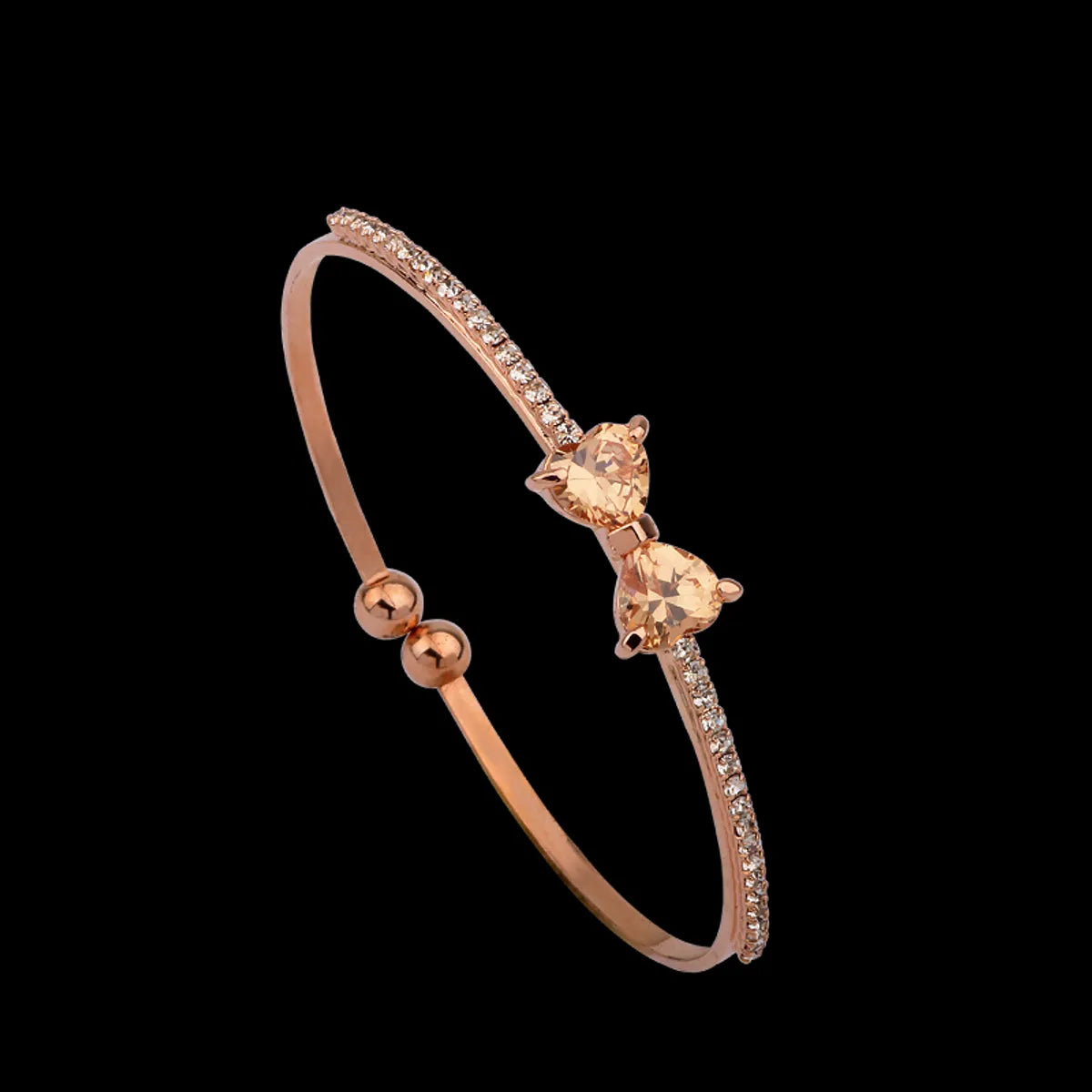 Elegant Heart Shape Twist Alloy Plating Inlay Rhinestones Rose Gold Plated Women'S Cuff Bracelets