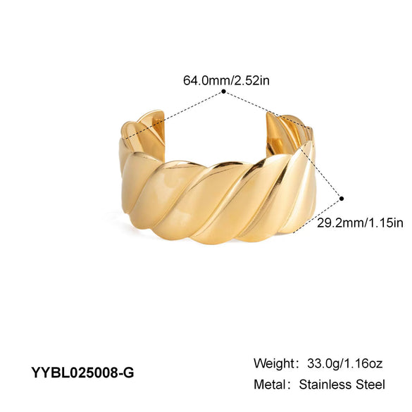 Elegant Hemp Pattern Bracelet In Stainless Steel With Pvd Furnace Vacuum Real Gold Plating Classic Retro And Simple Creative Design