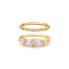 Elegant High End Stacked Gem Ring In Copper With Flower Hollow Thread And Oval Shape Electroplated For Women Geometric Style