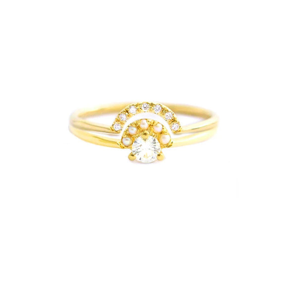 Elegant High End Stacked Gem Ring In Copper With Flower Hollow Thread And Oval Shape Electroplated For Women Geometric Style