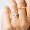 Elegant High End Stacked Gem Ring In Copper With Flower Hollow Thread And Oval Shape Electroplated For Women Geometric Style