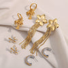 Elegant Highend Stainless Steel 18K Gold Plated Oil Dripping Tassel Flower Coconut Tree Earrings For Women