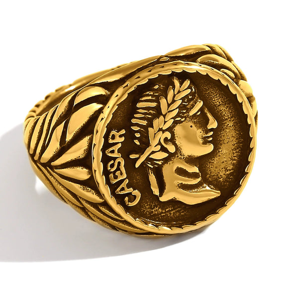 Elegant Hip Hop Personality Men's Stainless Steel 18K Gold Plated Bracelet With Black Retro Cross Head And Geometric Design