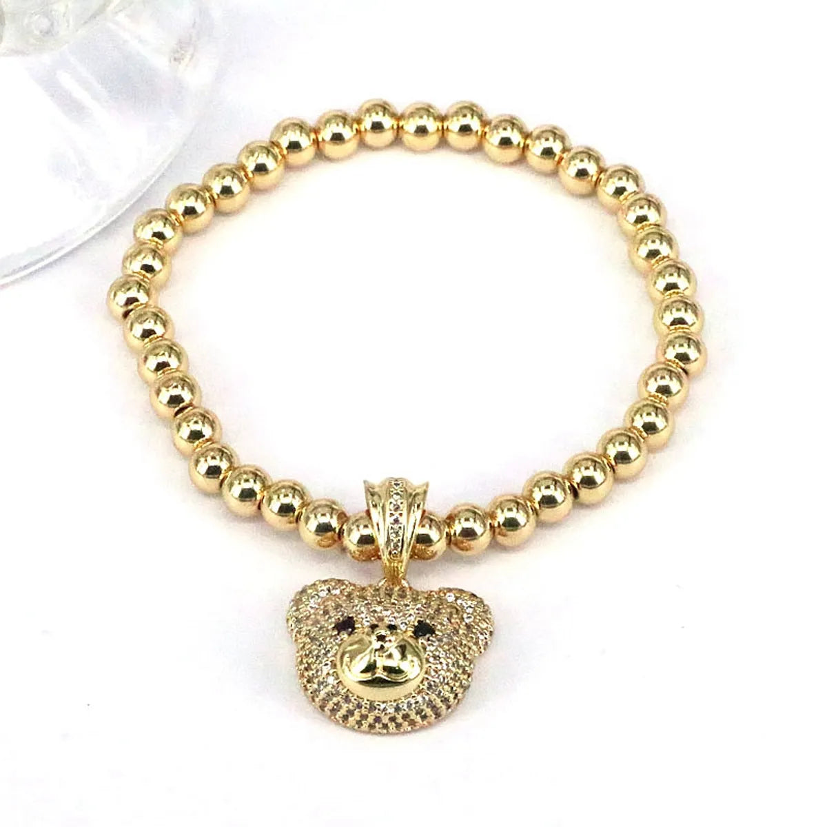 Elegant Hip-hop Simple Style Bear Copper Plating Inlay Zircon Gold Plated Bracelets