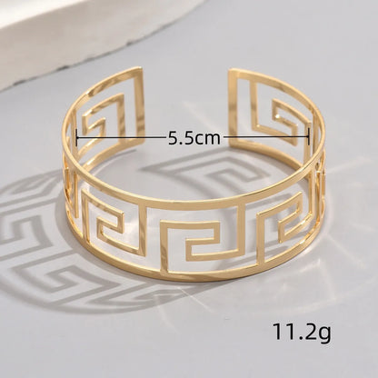 Elegant Hip-hop Simple Style Solid Color Iron Polishing Hollow Out Women's Bangle