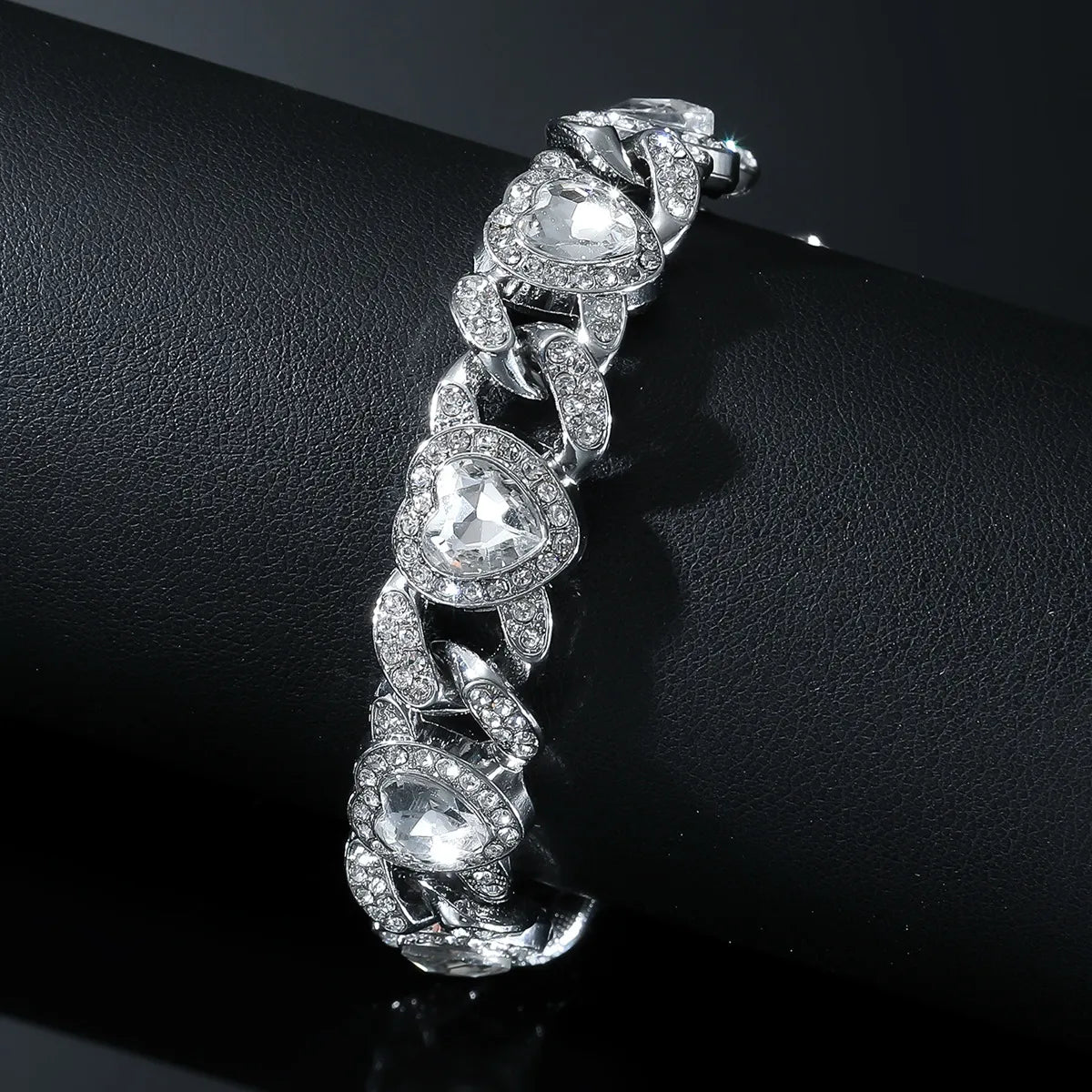 Elegant Hip-Hop Streetwear Heart Shape Alloy Inlay Zircon Women'S Bracelets