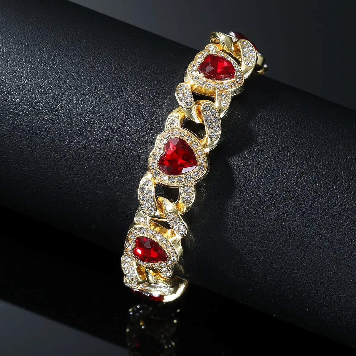 Elegant Hip-Hop Streetwear Heart Shape Alloy Inlay Zircon Women'S Bracelets