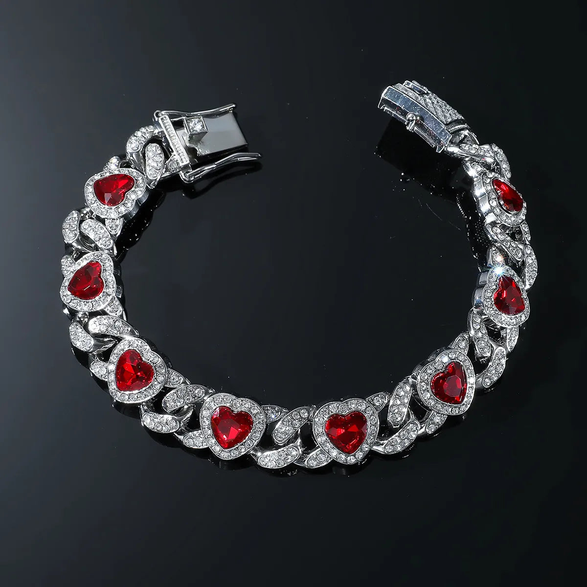 Elegant Hip-Hop Streetwear Heart Shape Alloy Inlay Zircon Women'S Bracelets