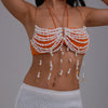 Elegant Imitation Pearl And Copper Chain Alloy Body Chain For Female