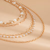 Elegant Imitation Pearl Beaded Multilayer Hiphop Women's Necklace With Geometric Pattern And Cross Chain And Electroplating Design