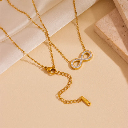 Elegant Infinity Solid Color Titanium Steel Plating Pendant Necklace