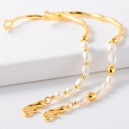 Elegant Irregular Freshwater Pearl Brass 18K Gold Plated In Bulk