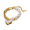Elegant Irregular Pearl Women's Bracelet In Heart Shape Stainless Steel Vacuum Electroplated 18K Gold Waterproof Colorfree