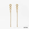 Elegant Joker Long Tassel Zircon Earrings Stainless Steel Electroplated Women's Earrings Wholesale