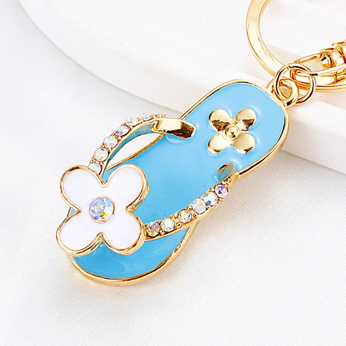 Elegant Korean Style Bag Metal Inlay Rhinestones Women'S Bag Pendant Keychain