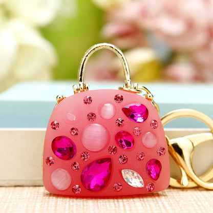 Elegant Korean Style Bag Metal Inlay Rhinestones Women'S Bag Pendant Keychain