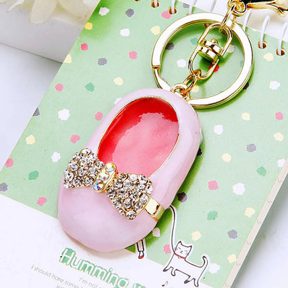 Elegant Korean Style Bag Metal Inlay Rhinestones Women'S Bag Pendant Keychain