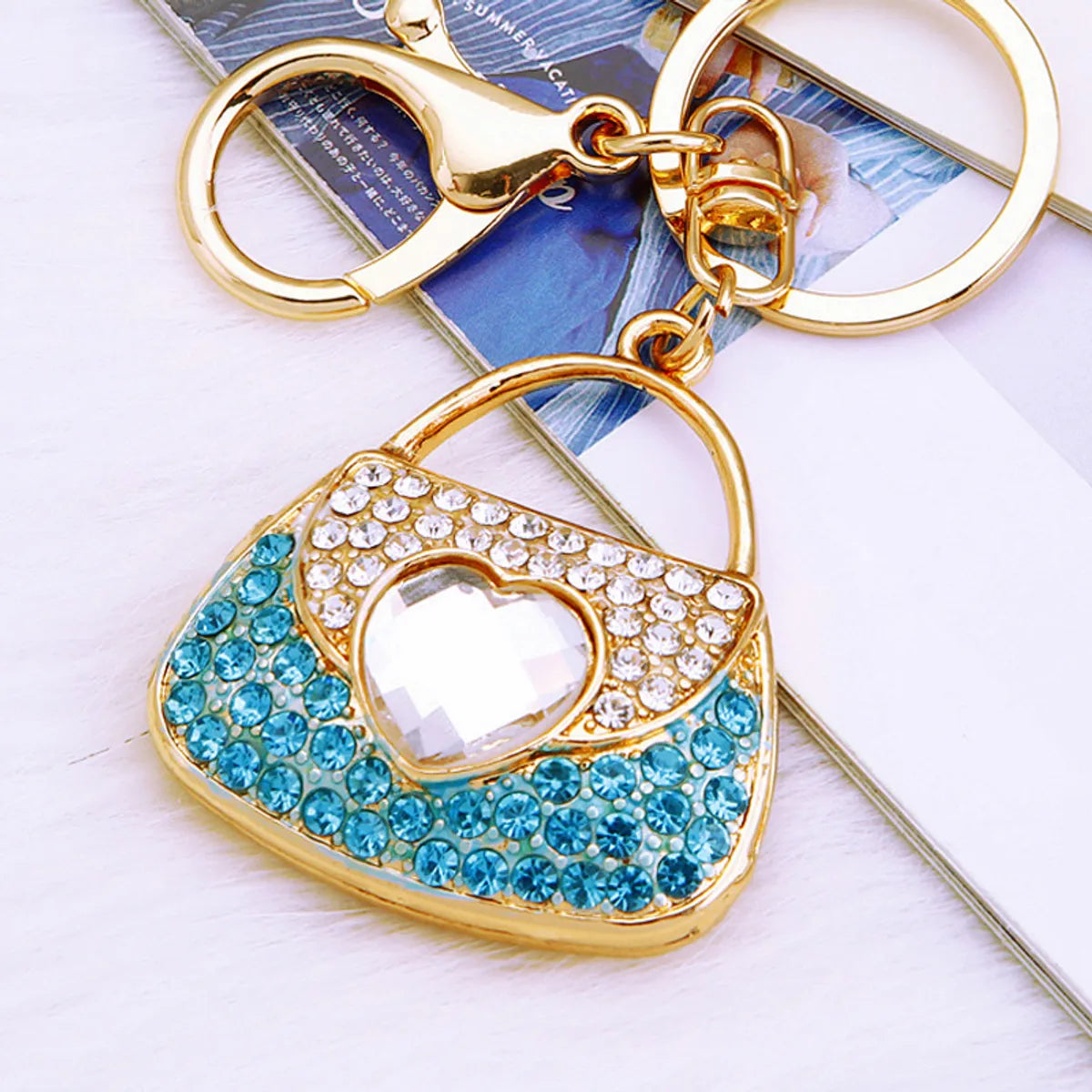 Elegant Korean Style Bag Metal Inlay Rhinestones Women'S Bag Pendant Keychain