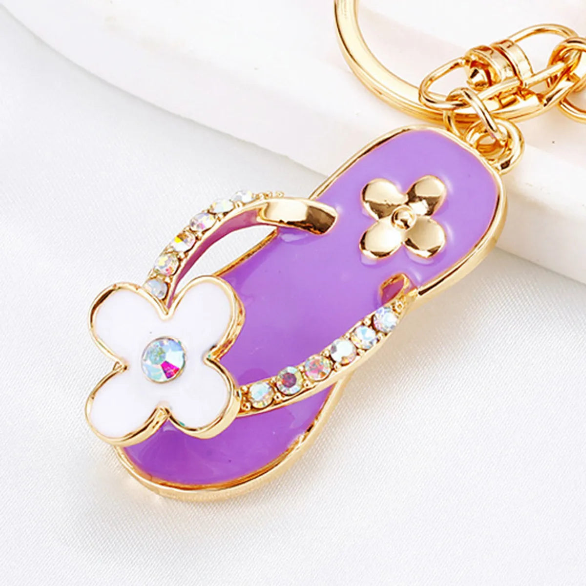 Elegant Korean Style Bag Metal Inlay Rhinestones Women'S Bag Pendant Keychain