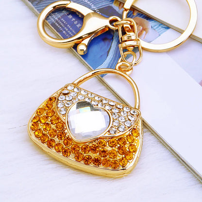 Elegant Korean Style Bag Metal Inlay Rhinestones Women'S Bag Pendant Keychain