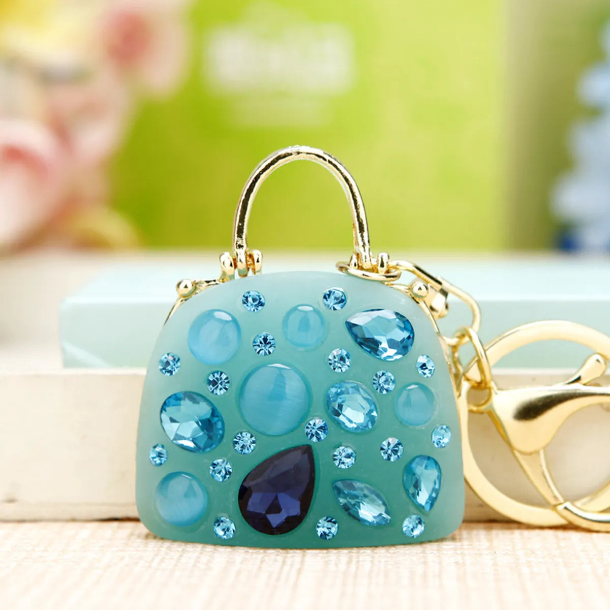 Elegant Korean Style Bag Metal Inlay Rhinestones Women'S Bag Pendant Keychain