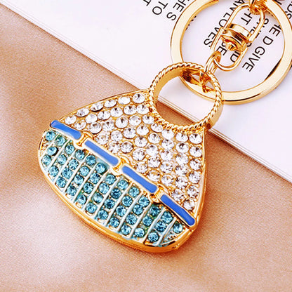 Elegant Korean Style Bag Metal Inlay Rhinestones Women'S Bag Pendant Keychain