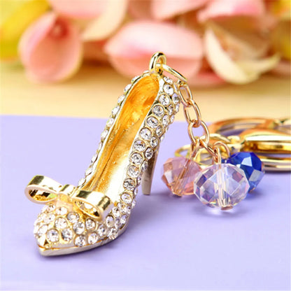 Elegant Korean Style Bag Metal Inlay Rhinestones Women'S Bag Pendant Keychain