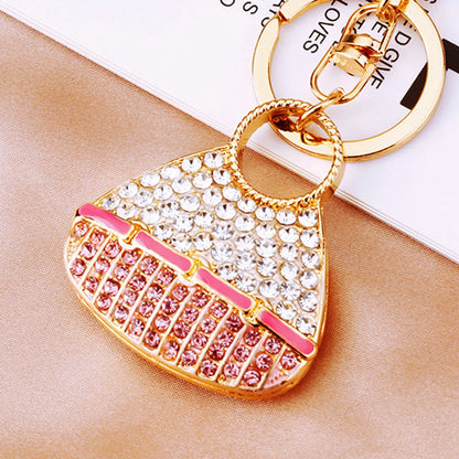 Elegant Korean Style Bag Metal Inlay Rhinestones Women'S Bag Pendant Keychain